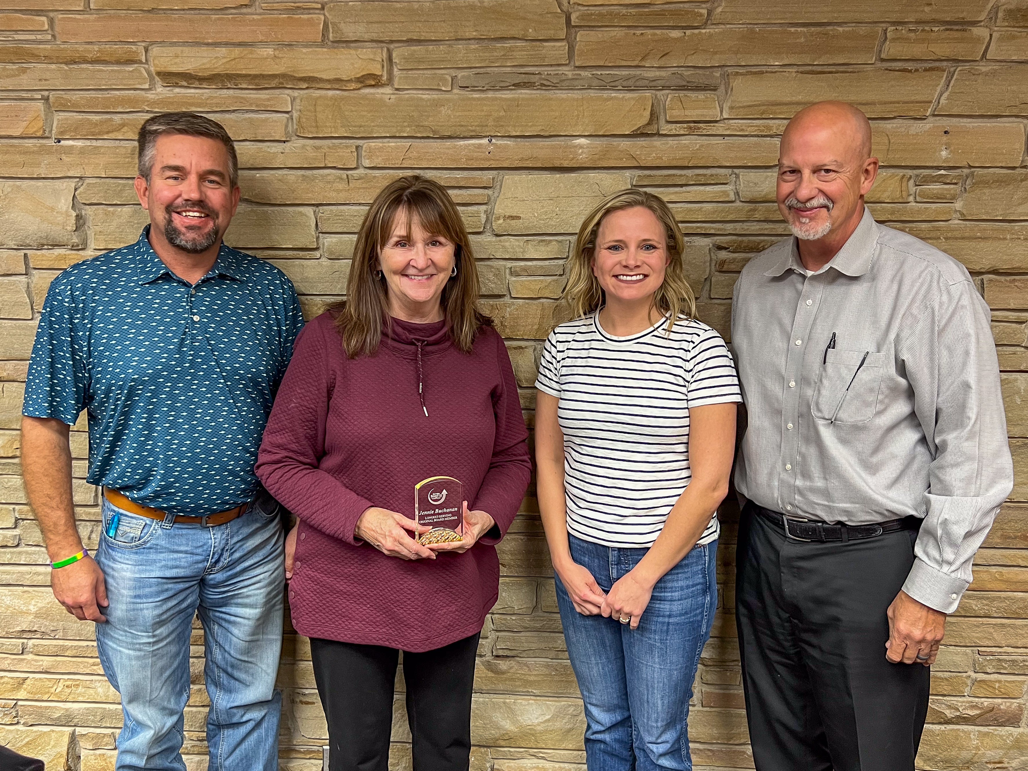 The 2023 ORU Board of Directors: Toby Kitchens (President), Jennie Buchanan (Vice President), Nikki Kilhoffer & Mike Geiger. Not pictured: Layne Chapman (Secretary). Foundation board members volunteer to serve for a five-year term and are all members living on cooperative lines. 